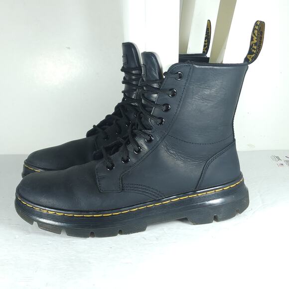 Dr. Martens Combs US M8/L9 Black Leather 8 Eyelets Lace-Up Ankle Combat Boots main image 7